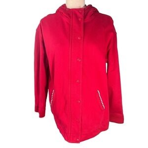 Lauren Jeans Co x Ralph Lauren Hooded Jacket, Zip/Snap Closure, Red/White size L